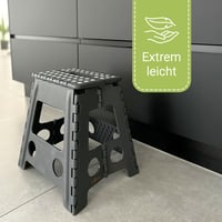 ZOLLNER skladací schodík, výška 39 cm, sivý, s protišmykovým povrchom, pre deti aj dospelých, nosnosť do 120 kg, s rukoväťou 5