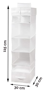 ZOLLNER24 viseća polica za ormar sa 7 pretinaca i 3 ladice 30x30x115 cm organizator za pohranu 3