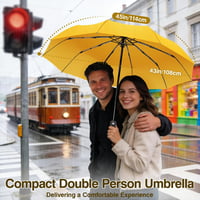 Umbrelă de călătorie compactă, rezistentă la vânt, ZOMAKE, automată, pliabilă, mini umbrelă portabilă de 46 inch, galbenă, pentru bărbați și femei 2