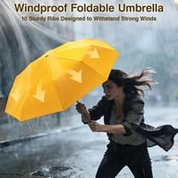 Umbrelă de călătorie compactă, rezistentă la vânt, ZOMAKE, automată, pliabilă, mini umbrelă portabilă de 46 inch, galbenă, pentru bărbați și femei 5