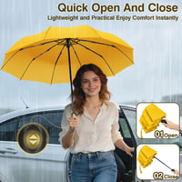 Umbrelă de călătorie compactă, rezistentă la vânt, ZOMAKE, automată, pliabilă, mini umbrelă portabilă de 46 inch, galbenă, pentru bărbați și femei 8