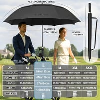 ZOMAKE Nagy szélálló golf esernyő automatával nyitászárás, utazó esernyő hordpánttal, M/L/XL/XXL, fekete 8