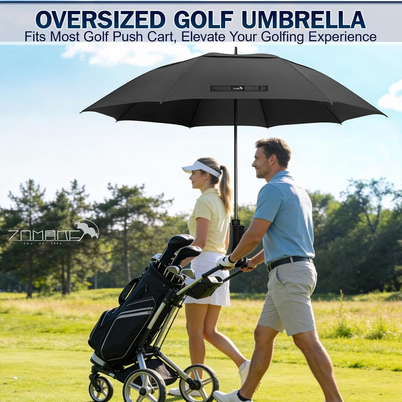 ZOMAKE XXL XXXL 80 hüvelykes fekete golf esernyő, kézi nyitású dupla kupolás, szél- és vízálló kültéri esernyő családoknak, férfiaknak, nőkn