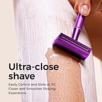 Aparat de ras de siguranță cu lamă dublă ZOMCHI lila cu suport, set de bărbierit reutilizabil cu 10 lame, unisex 3