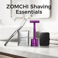 Aparat de ras de siguranță cu lamă dublă ZOMCHI lila cu suport, set de bărbierit reutilizabil cu 10 lame, unisex 9