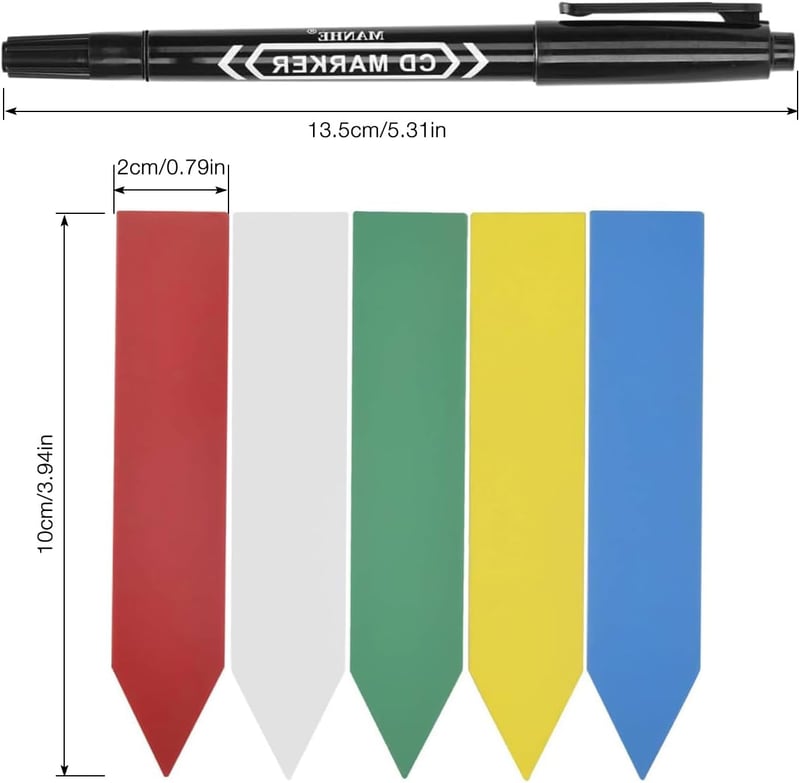 Zommke 100 db Növénycímke Kerthez, Időjárásálló Műanyag Növénytábla 10x2cm
