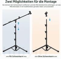 Stativ de microfon ZOMON cu trepied și braț telescopic, reglabil pe înălțime, robust, pentru voce și podcast, compatibil cu Blue Yeti, Shure SM58, SM48, Samson Q2U 7