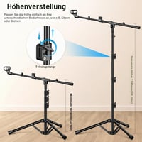 Stativ de microfon ZOMON cu trepied și braț telescopic, reglabil pe înălțime, robust, pentru voce și podcast, compatibil cu Blue Yeti, Shure SM58, SM48, Samson Q2U 6