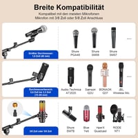 Stativ de microfon ZOMON cu trepied și braț telescopic, reglabil pe înălțime, robust, pentru voce și podcast, compatibil cu Blue Yeti, Shure SM58, SM48, Samson Q2U 5