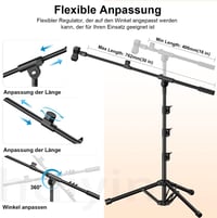 Stativ de microfon ZOMON cu trepied și braț telescopic, reglabil pe înălțime, robust, pentru voce și podcast, compatibil cu Blue Yeti, Shure SM58, SM48, Samson Q2U 3