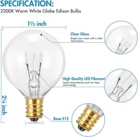 ZONJIE G40 LED Izzó Kültéri 25db E12 Foglalat Meleg Fehér Dekorációs Fényfüzér 2