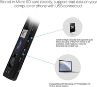 ZONJIE Hordozható Dokumentum és Fotó Szkenner 900 DPI Felbontással, A4 Méretű, USB Tölthető, 16GB SD Kártyával, Fekete 5