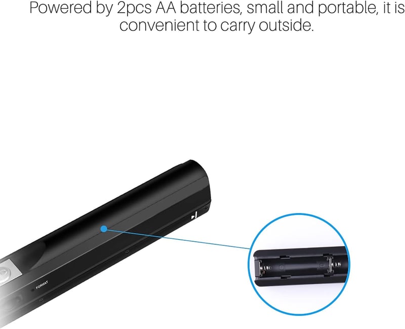ZONJIE Hordozható Dokumentum és Fotó Szkenner 900 DPI Felbontással, A4 Méretű, USB Tölthető, 16GB SD Kártyával, Fekete