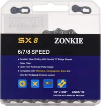ZONKIE Kerékpárlánc 6/7/8 sebességes 116 láncszemmel Shimano SRAM KMC kompatibilis 6