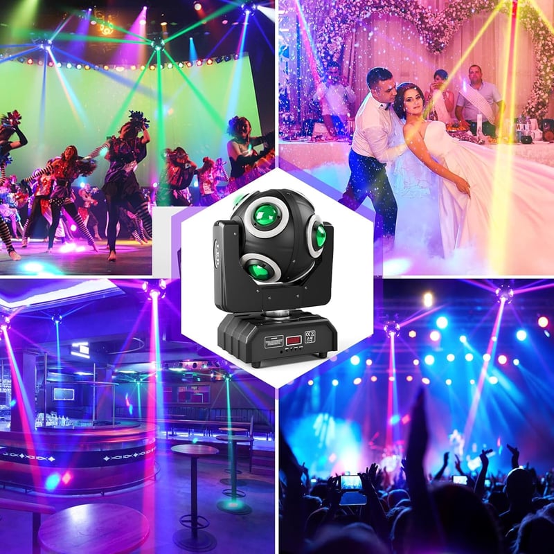 ZonQoonz 150W Mozgó Fejű Színpadi Lámpa - 8 RGBW LED, Arany Apertúra Effekt, DMX512 Vezérlés, 360° Y-Tengely Forgás, Diszkó Bár Parti Fény