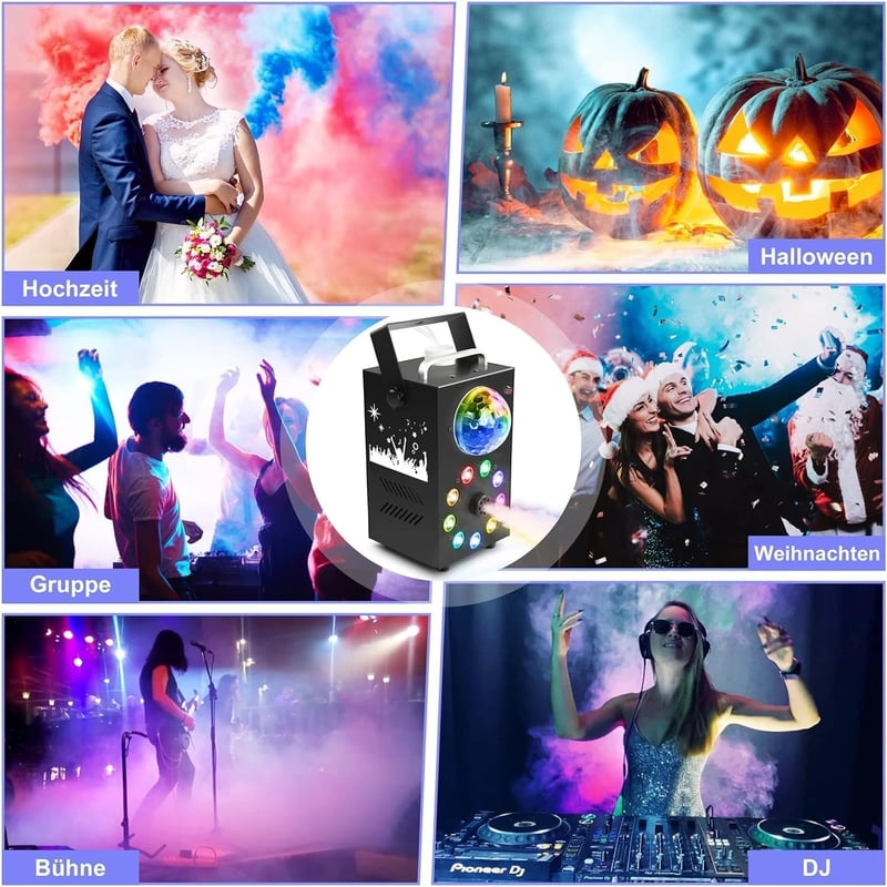 ZonQoonz 700W Ködgép LED Disco Golyóval, Távirányítós Füstgép Halloween Dekoráció Bulikhoz és Színpadi Előadásokhoz