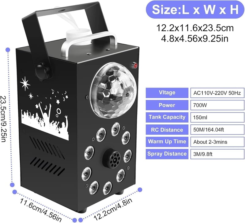 ZonQoonz 700W Ködgép LED Disco Golyóval, Távirányítós Füstgép Halloween Dekoráció Bulikhoz és Színpadi Előadásokhoz