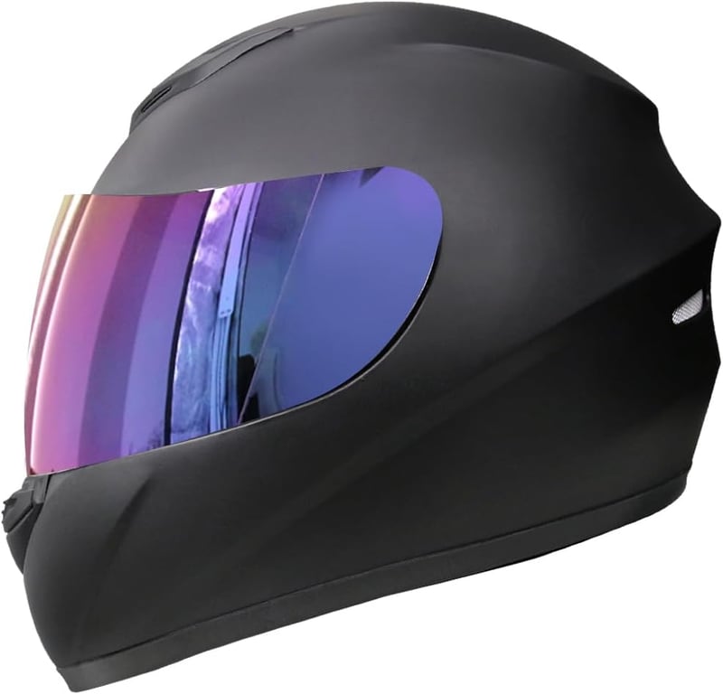 Zorax ZOR-819 Matt Fekete Motorkerékpár Bukósisak L (59-60cm) - ECE 2206 Tanúsítvánnyal, Szivárvány Plexivel, Szellőző Rendszerrel, Kivehető