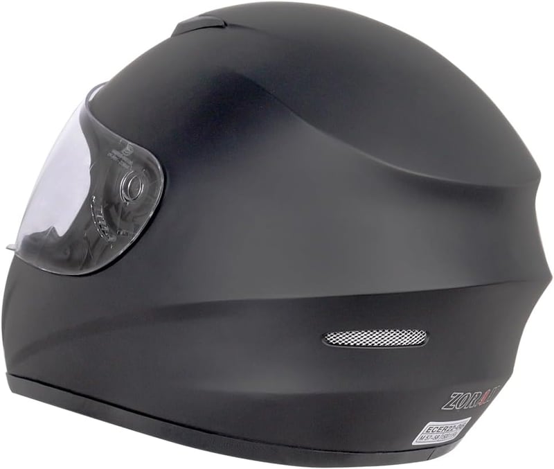 Zorax ZOR-819 Matt Fekete Motorkerékpár Bukósisak L (59-60cm) - ECE 2206 Tanúsítvánnyal, Szivárvány Plexivel, Szellőző Rendszerrel, Kivehető