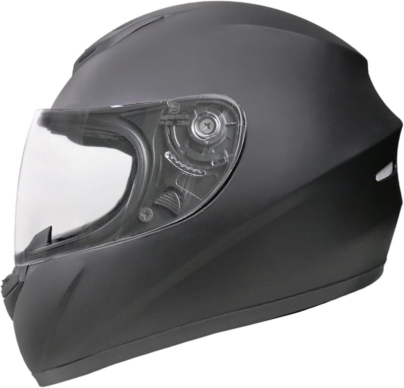 Zorax ZOR-819 Matt Fekete Motorkerékpár Bukósisak L (59-60cm) - ECE 2206 Tanúsítvánnyal, Szivárvány Plexivel, Szellőző Rendszerrel, Kivehető
