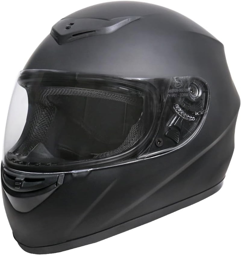 Zorax ZOR-819 Matt Fekete Motorkerékpár Bukósisak L (59-60cm) - ECE 2206 Tanúsítvánnyal, Szivárvány Plexivel, Szellőző Rendszerrel, Kivehető