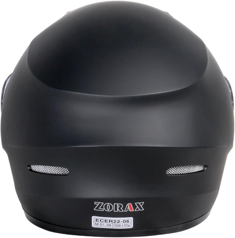 Zorax ZOR-819 Matt Fekete Motorkerékpár Bukósisak L (59-60cm) - ECE 2206 Tanúsítvánnyal, Szivárvány Plexivel, Szellőző Rendszerrel, Kivehető