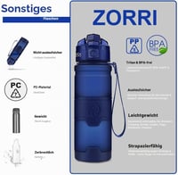 Športová fľaša ZORRI, bez obsahu BPA – tmavomodrá – 500 ml 5