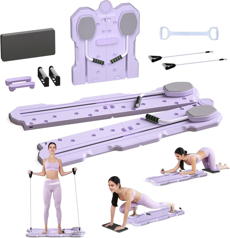 Zosudull 6 az 1-ben Pilates Reformer Készlet Otthoni Edzéshez Ellenállási Szalagokkal - Purple, Einheitsgröße, Functional