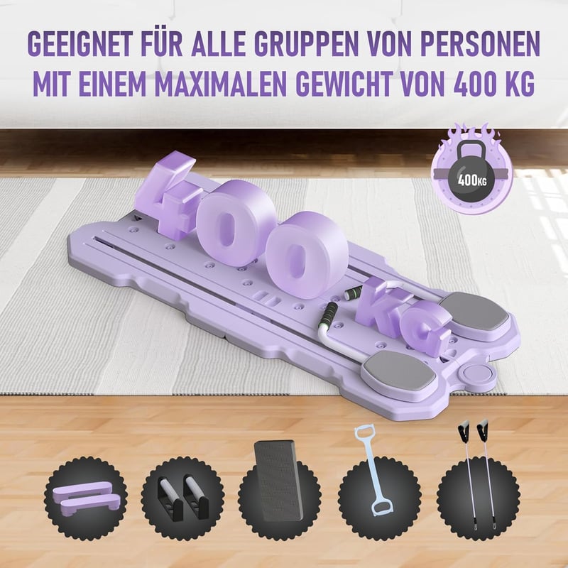 Zosudull 6 az 1-ben Pilates Reformer Készlet Otthoni Edzéshez Ellenállási Szalagokkal - Purple, Einheitsgröße, Functional
