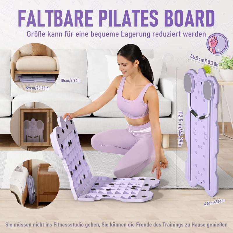 Zosudull 6 az 1-ben Pilates Reformer Készlet Otthoni Edzéshez Ellenállási Szalagokkal - Purple, Einheitsgröße, Functional