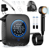 Zosudull 8000mAh Hordozható Camping Zuhany Szivattyúval és Hőmérővel, IPX8 Vízálló 1