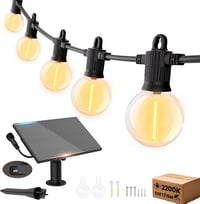 ZOTOYI 15m napelemes LED fényfüzér 20+2 G40 izzóval IP65 vízálló 4 mód meleg fehér 1