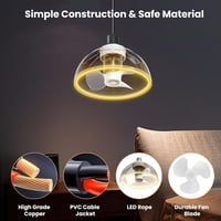 ZOTOYI E27 LED mennyezeti lámpa ventilátor távirányítóval, 1700 lm 5