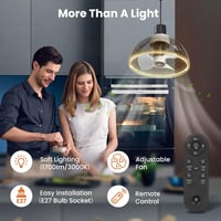 ZOTOYI E27 LED mennyezeti lámpa ventilátor távirányítóval, 1700 lm 2