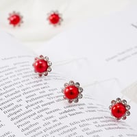 ZOUIQSS Gyöngyös Virág Hajtű Szett - 20 db Piros Strasszköves Hajcsatt Esküvői Frizurához - Átlátszó Tárolódobozzal 3