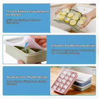 Formă din silicon pentru cuburi de gheață Zourglow cu capac, 3 bucăți, 15 compartimente, cuburi pătrate de 3,3 cm, fără BPA, pentru whisky, cocktail, cafea 4