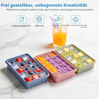 Formă din silicon pentru cuburi de gheață Zourglow cu capac, 3 bucăți, 15 compartimente, cuburi pătrate de 3,3 cm, fără BPA, pentru whisky, cocktail, cafea 5