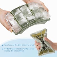 Formă din silicon pentru cuburi de gheață Zourglow cu capac, 3 bucăți, 15 compartimente, cuburi pătrate de 3,3 cm, fără BPA, pentru whisky, cocktail, cafea 3