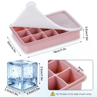 Formă din silicon pentru cuburi de gheață Zourglow cu capac, 3 bucăți, 15 compartimente, cuburi pătrate de 3,3 cm, fără BPA, pentru whisky, cocktail, cafea 2