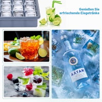 Formă din silicon pentru cuburi de gheață Zourglow cu capac, 3 bucăți, 15 compartimente, cuburi pătrate de 3,3 cm, fără BPA, pentru whisky, cocktail, cafea 7