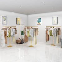 ZOUXIKOU Fém Ruhaállvány, T-alakú Szabadon Álló Ruhasín 130 cm, Arany Ipari Stílusú Ruhatar­tó Üzletekbe, Hálószobába, Könnyű Összeszerelés 3