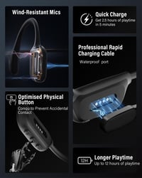 ZOVIMAX Bluetooth 6.0 slúchadlá s kostným vedením, IP68 vodotesné, s MP3 prehrávačom, 8GB pamäťou, 12-hodinovou výdržou batérie, s otvorenou konštrukciou, športový headset na plávanie 8