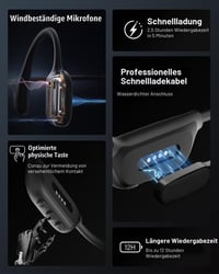 ZOVIMAX Bluetooth 6.0 slúchadlá s kostným vedením, vodotesnosť IP68 na plávanie, 32 GB MP3 prehrávač, 12-hodinová výdrž batérie, športové slúchadlá s otvorenou konštrukciou na behanie a cyklistiku 8