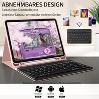zoyu iPad (A16) 11" 2025 / 10. gen 10,9" 2022 Bluetooth QWERTZ billentyűzetes tok - rózsaszín 5