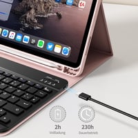 zoyu iPad (A16) 11" 2025 / 10. gen 10,9" 2022 Bluetooth QWERTZ billentyűzetes tok - rózsaszín 6