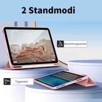 Obal na iPad ZOYU pre 11. generáciu 2025 / 10. generáciu 2022 (10,9 palca) – ružový, s držiakom na ceruzku, TPU zadný kryt, skladací stojan, automatické prebudenie 2