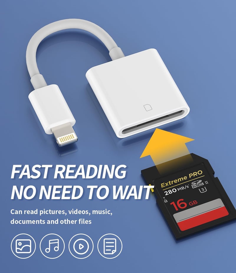 Zoyuzan SD kártya olvasó adapter iPhone 14 13 12 11 Pro iPad Lightning csatlakozó