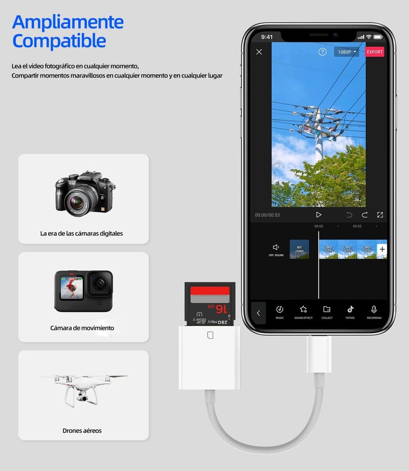 Zoyuzan SD kártya olvasó adapter iPhone 14 13 12 11 Pro iPad Lightning csatlakozó