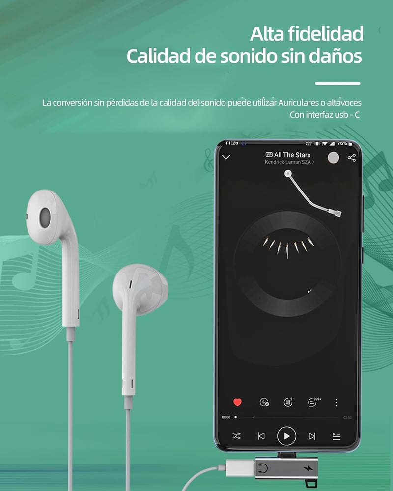zoyuzan USB-C Jack adapter 2in1 DAC kábel iPhone 15 Pro Max iPad Mini 6 Samsung