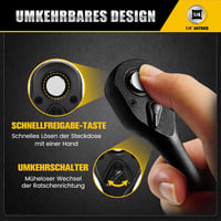 zozoa 1/4 hüvelykes kétirányú racsnis hajtókulcs 90 foggal gyorskioldással ergonomikus puha markolattal króm-molibdén acél 4 fok 13 Nm 5